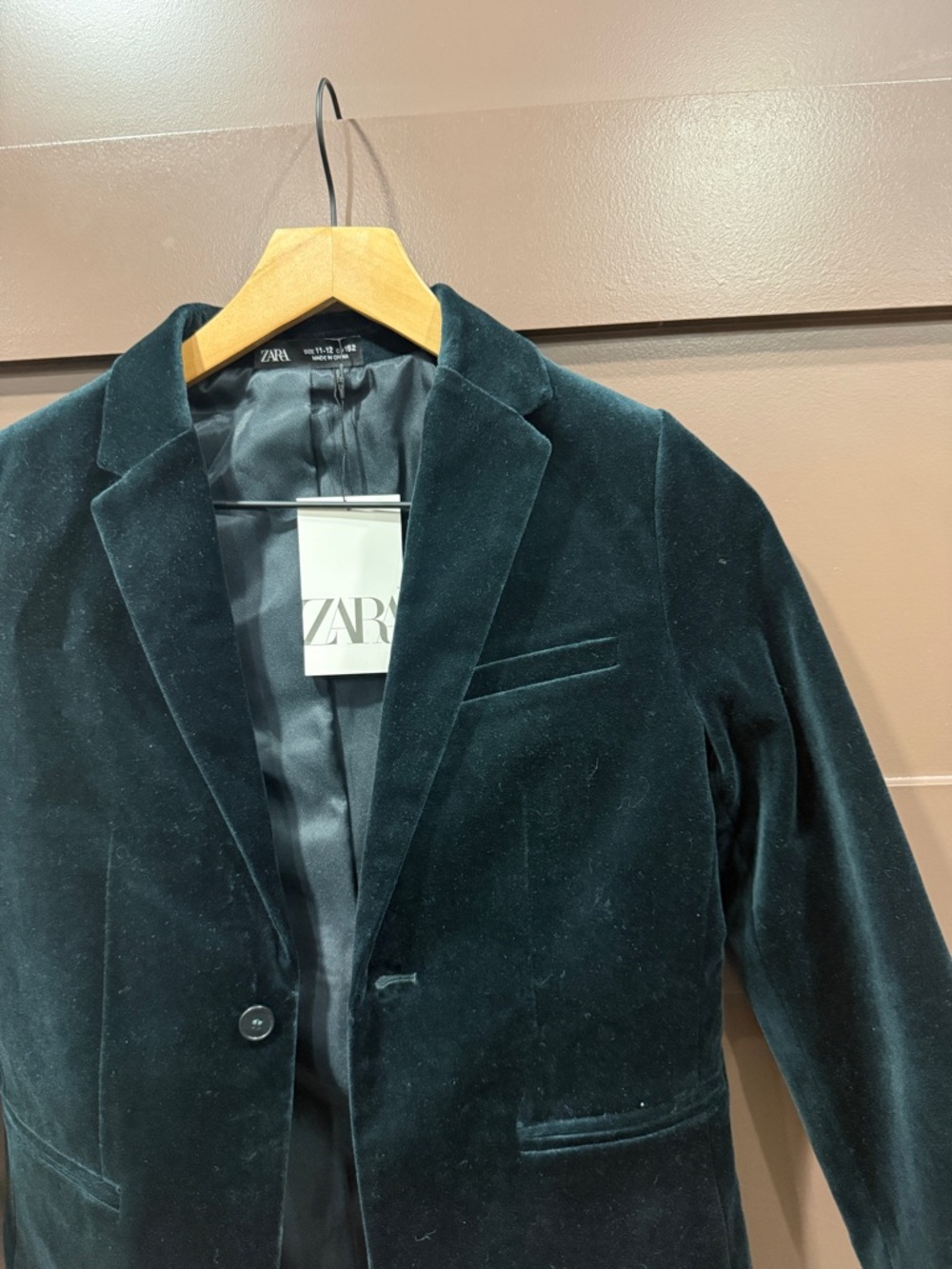 Zara Dark Green Velvet Blazer